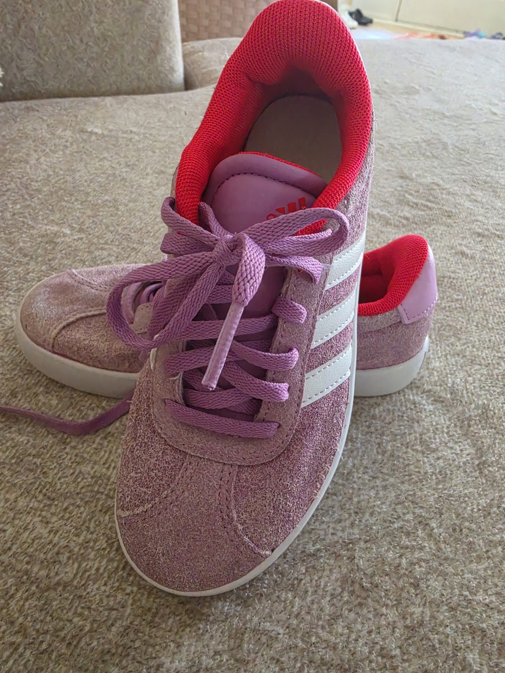 Kids Purple Sneakers with White Stripes